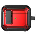 Apple AirPods 3 Rugged Armor Lock Case with Carabiner - Red - Red