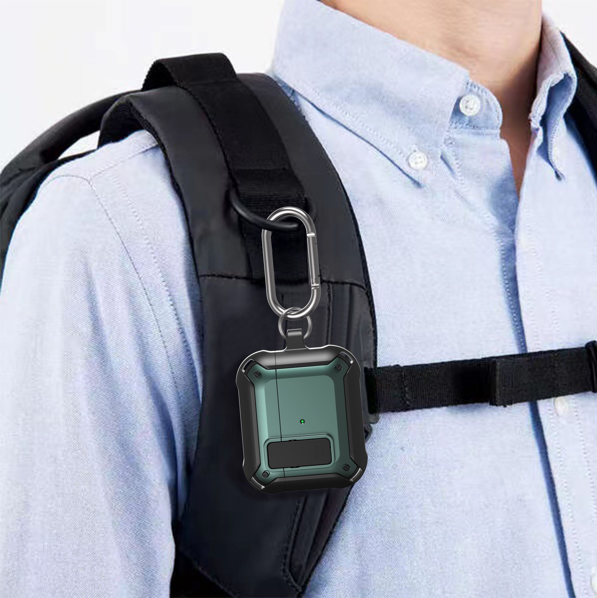 Apple AirPods 3 Rugged Armor Lock Case with Carabiner - Navy