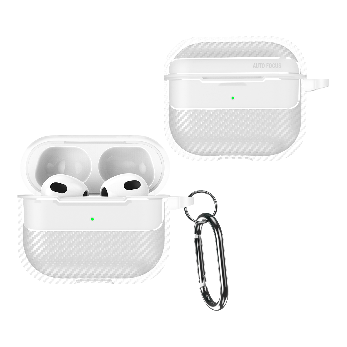 Apple AirPods 3 Carbon Firbre Case with Carabiner - Frosted Clear