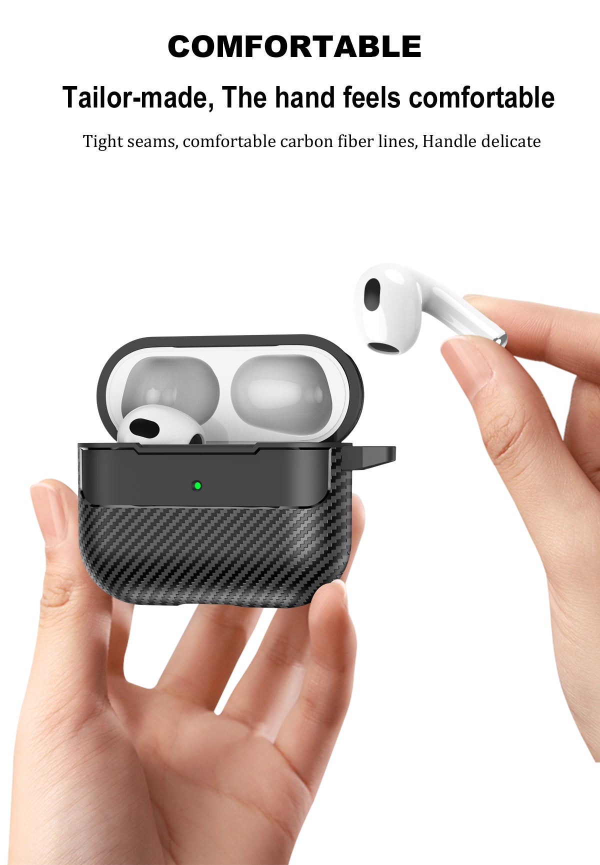 Apple AirPods 3 Carbon Firbre Case with Carabiner - Black
