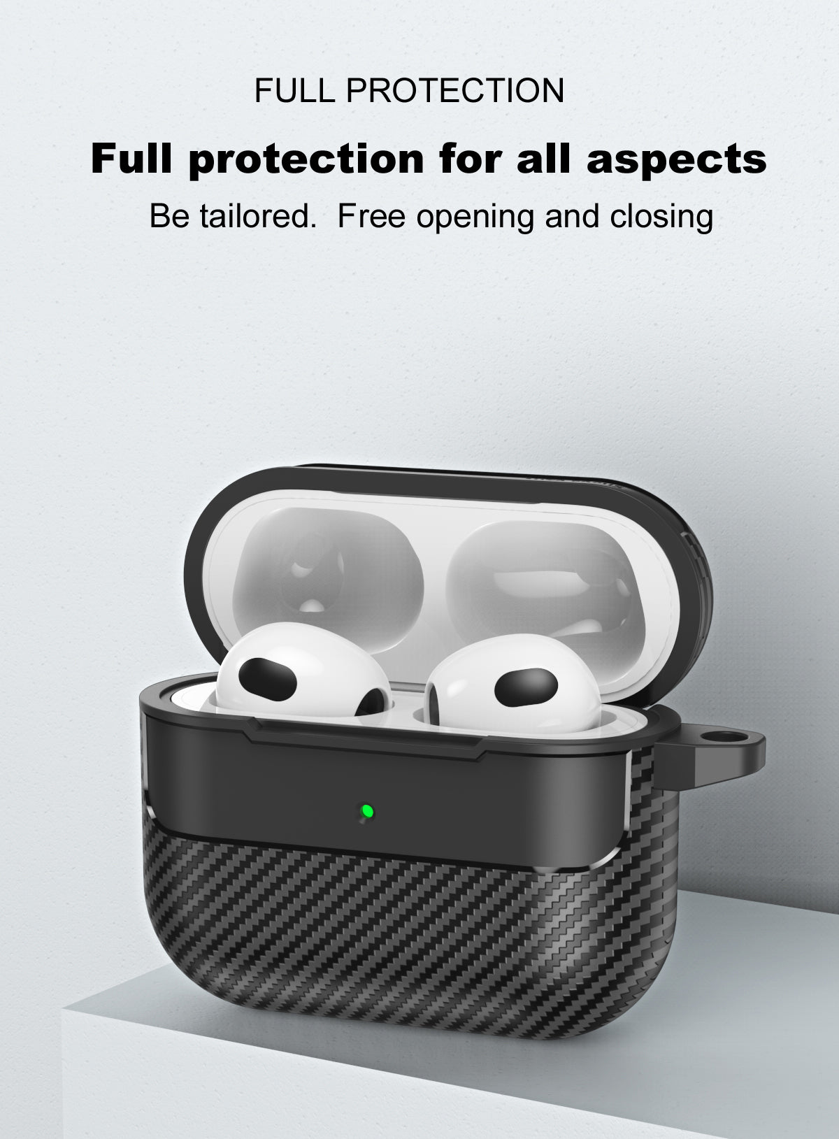 Apple AirPods 3 Carbon Firbre Case with Carabiner - Black