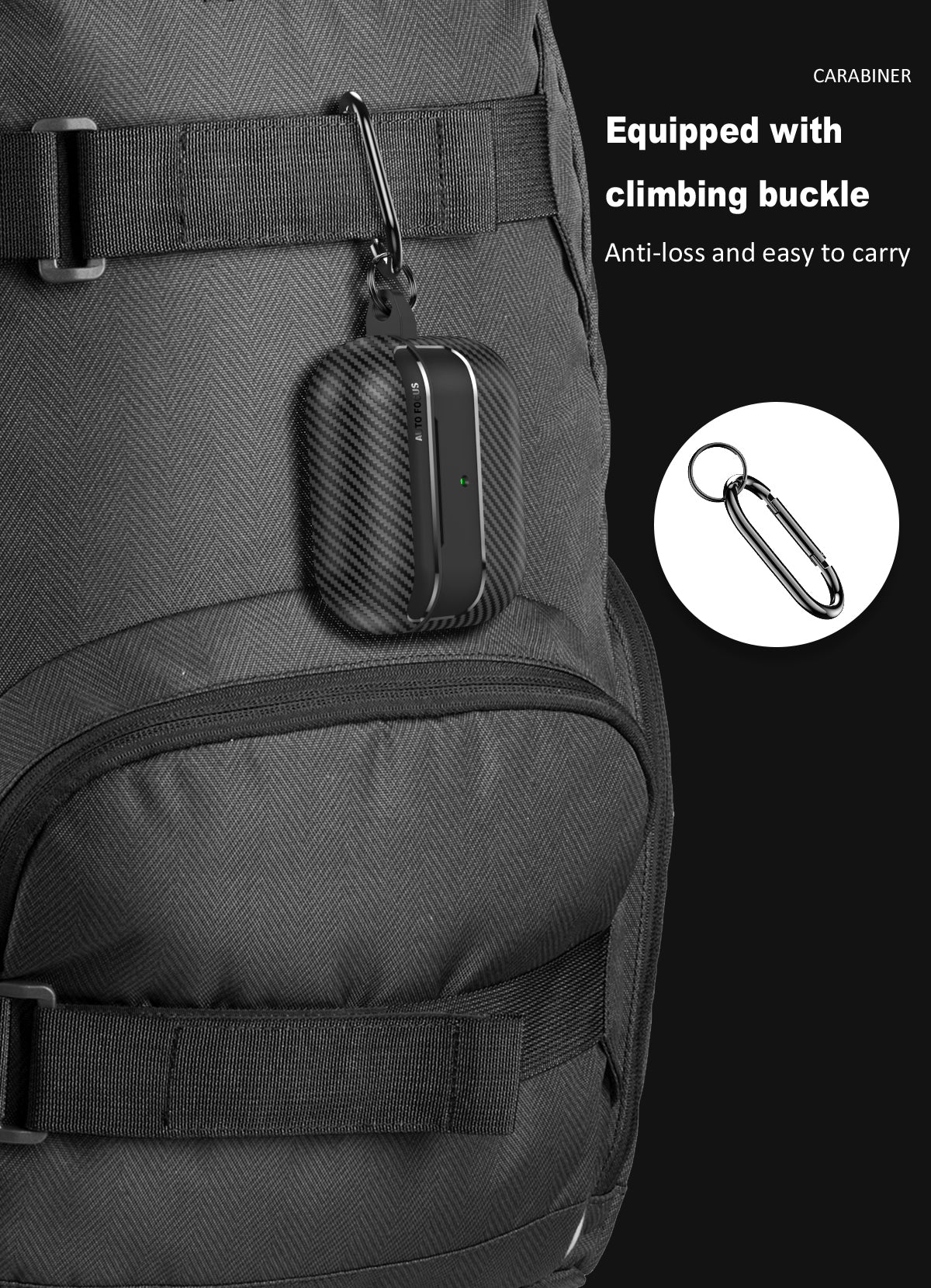 Apple AirPods 3 Carbon Firbre Case with Carabiner - Black