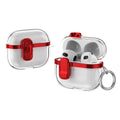 Apple AirPods 3 Clear Lock TPU Protective Case with Metal Key Ring - Red - Red