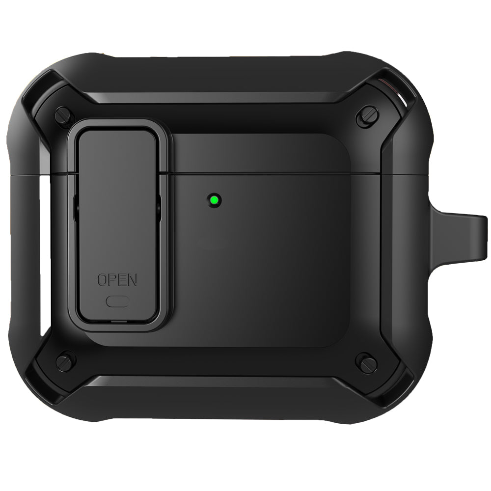 Apple AirPods 4 Rugged Armor Lock Case with Carabiner - Black