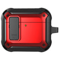 Apple AirPods 4 Rugged Armor Lock Case with Carabiner - Red - Red