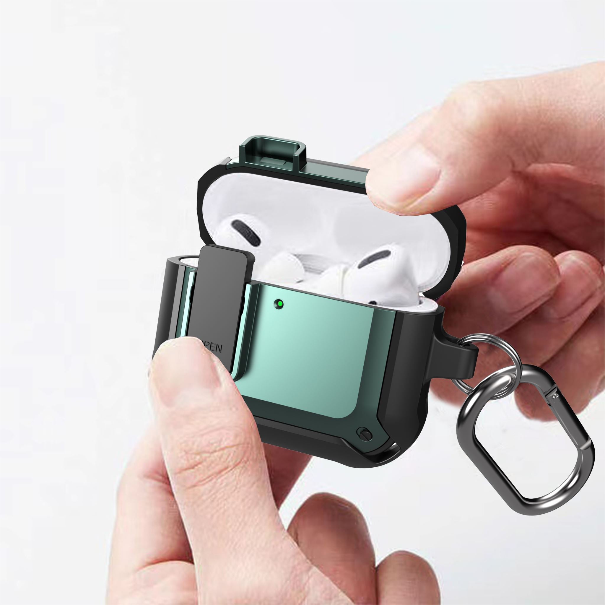 Apple AirPods 4 Rugged Armor Lock Case with Carabiner - Teal