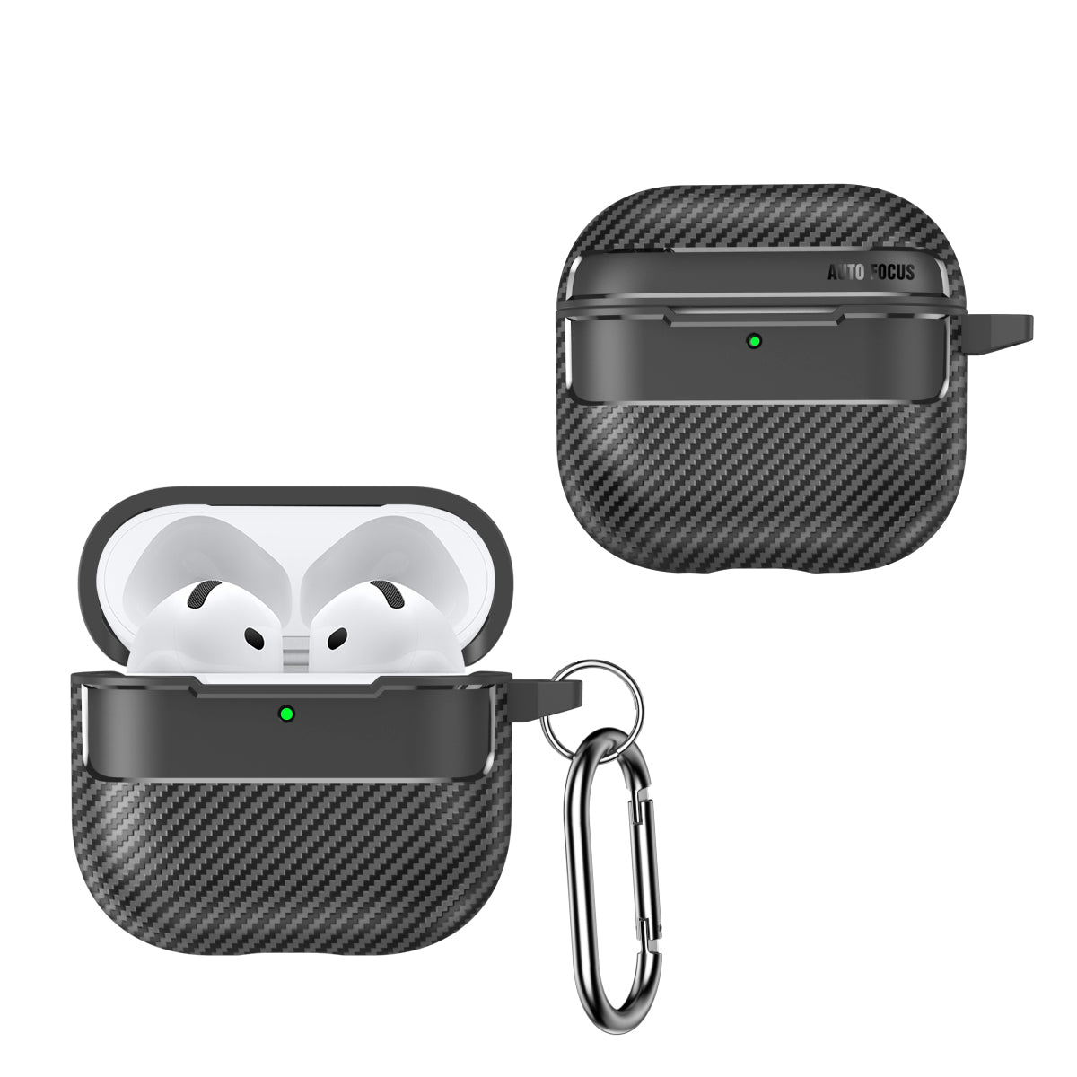 Apple AirPods 4 Carbon Firbre Case with Carabiner - Black