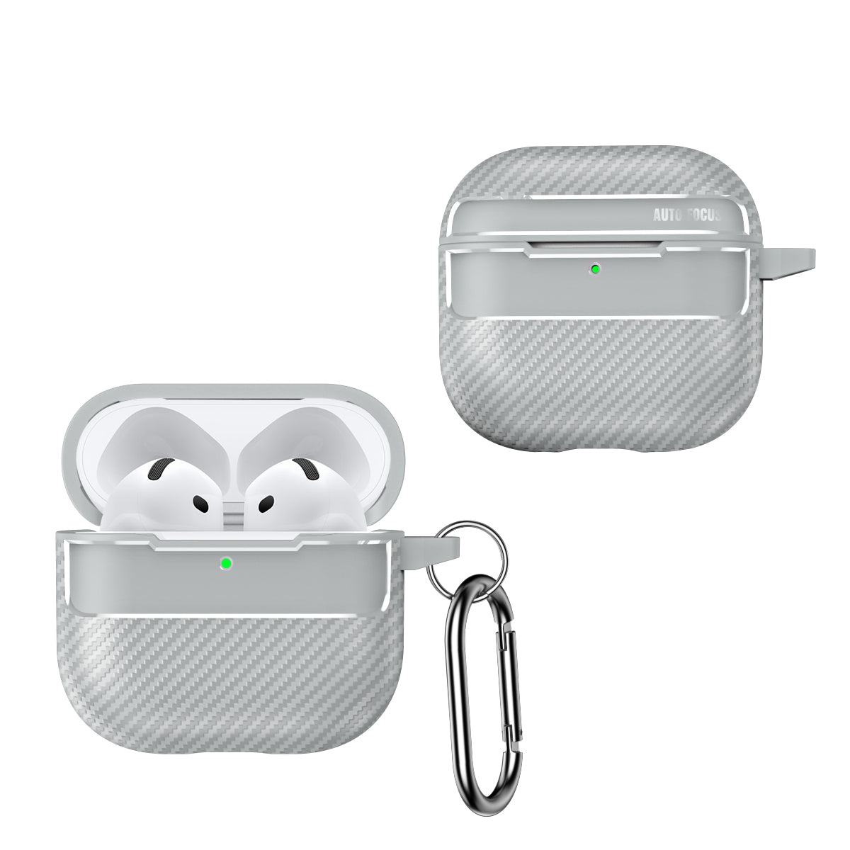 Apple AirPods 4 Carbon Firbre Case with Carabiner - Grey