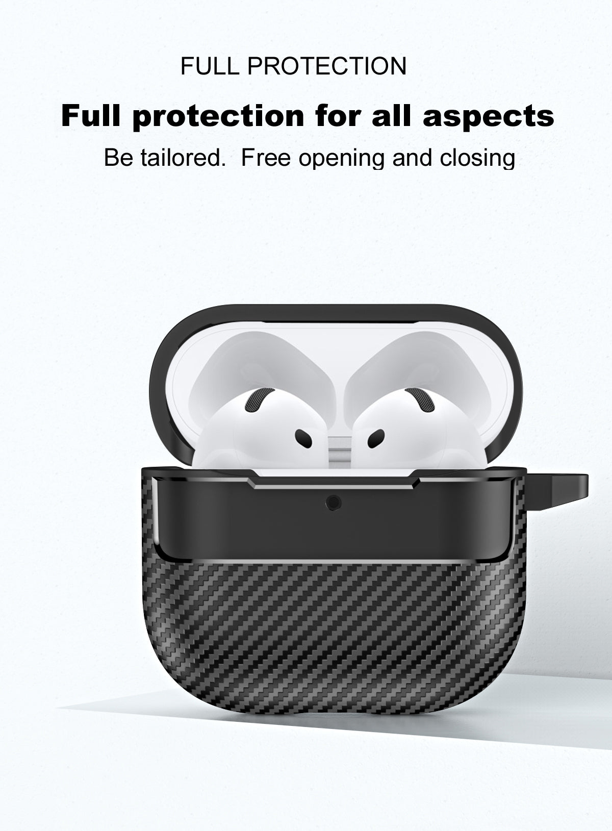 Apple AirPods 4 Carbon Firbre Case with Carabiner - Grey