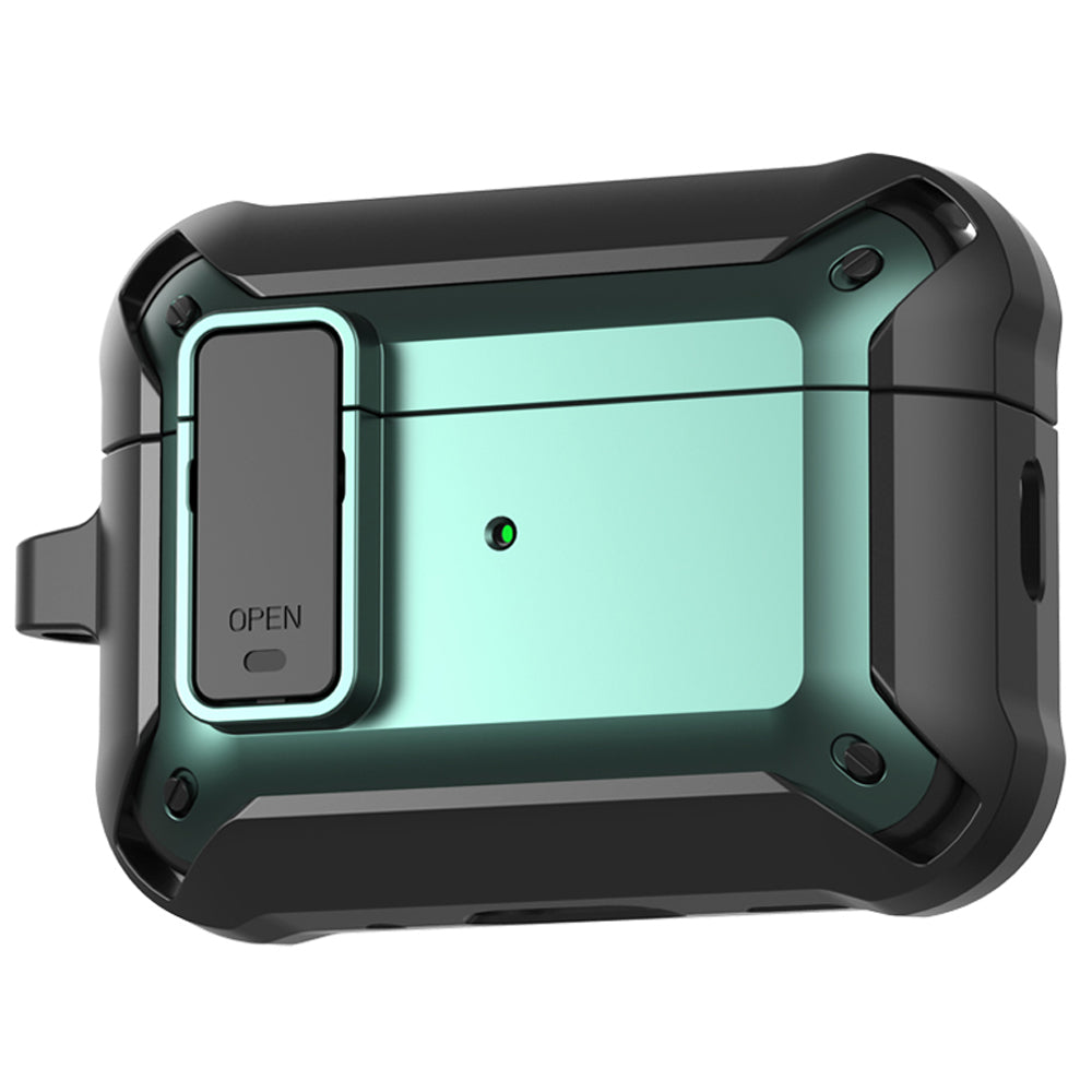 Apple AirPods Pro 2 Rugged Armor Lock Case with Carabiner - Teal