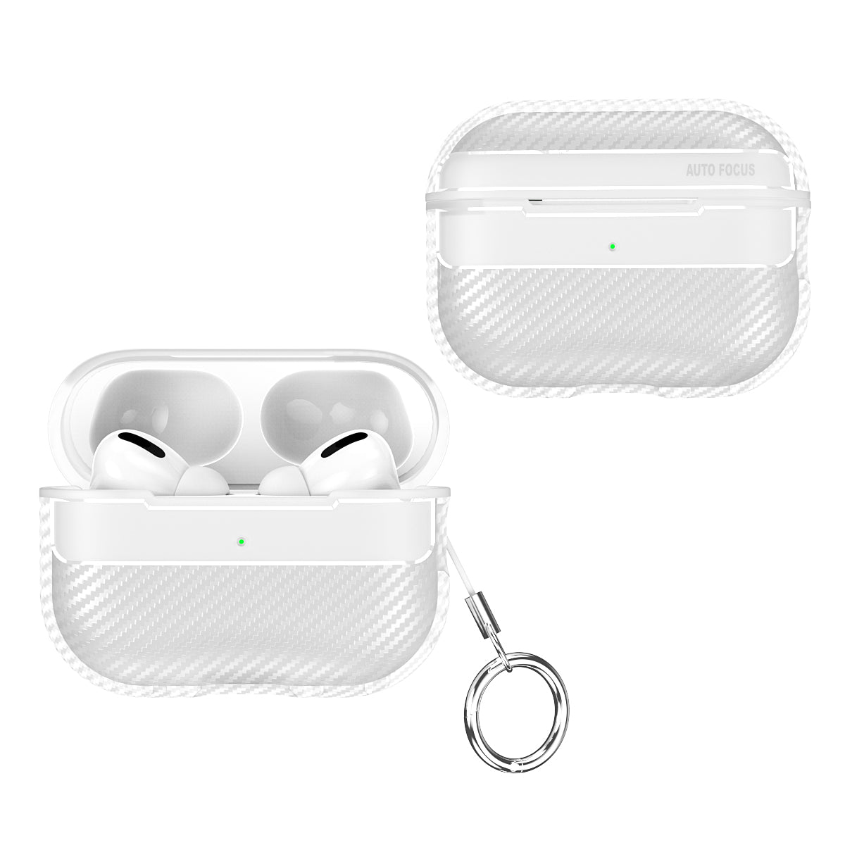Apple AirPods Pro 2 Carbon Firbre Case with Carabiner - Frosted Clear