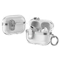 Apple AirPods Pro 2 Clear Lock TPU Protective Case with Metal Key Ring - Silver - Silver