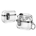 Apple AirPods Pro 3  Clear Lock TPU Protective Case with Metal Key Ring - Black - Black