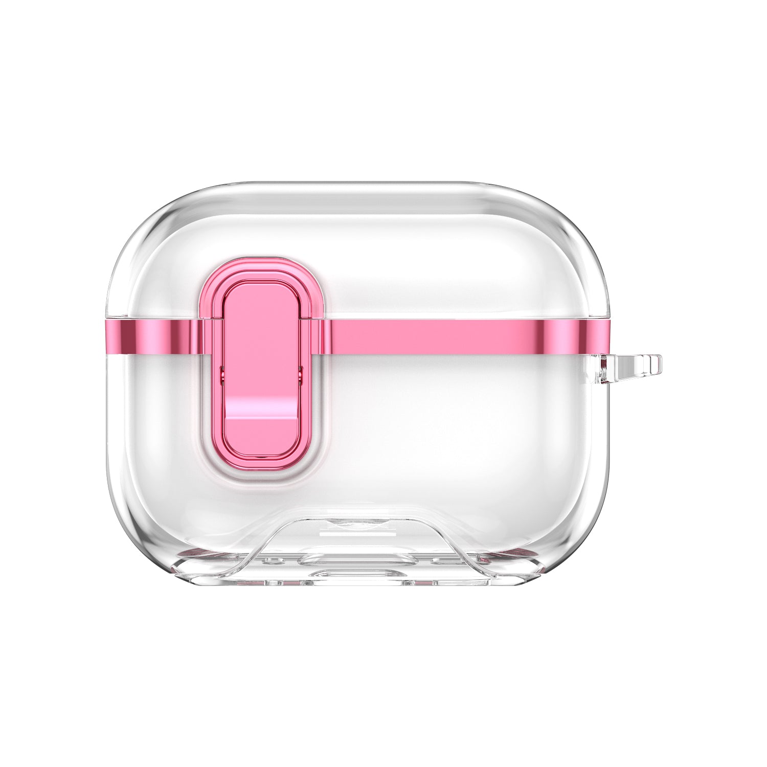 Apple AirPods Pro 3  Clear Lock TPU Protective Case with Metal Key Ring - Metallic Pink