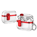 Apple AirPods Pro 3  Clear Lock TPU Protective Case with Metal Key Ring - Red - Red