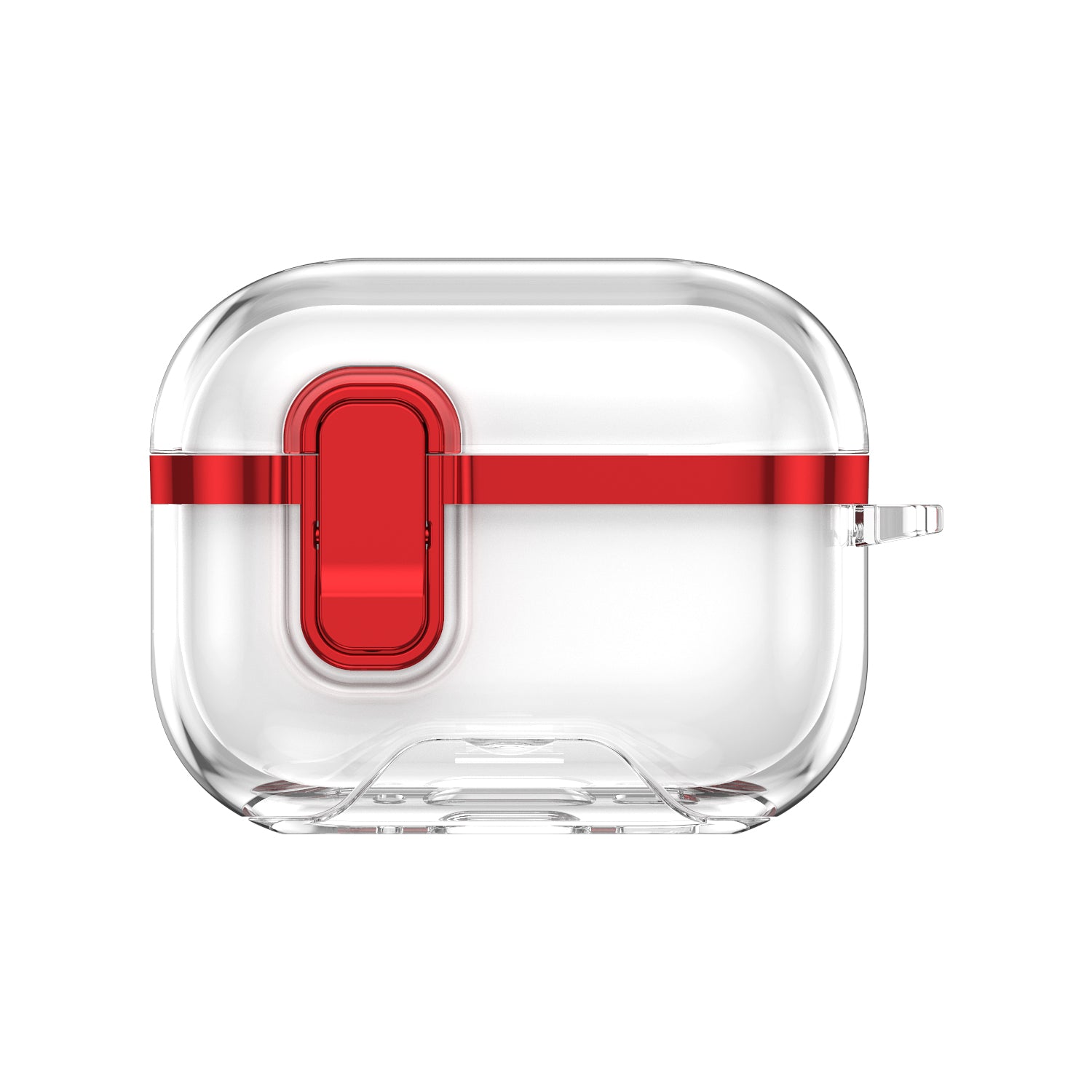 Apple AirPods Pro 3  Clear Lock TPU Protective Case with Metal Key Ring - Red