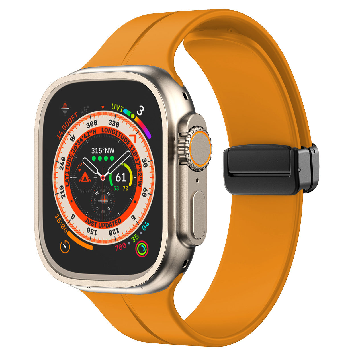 Magnetic Silicone Band for Apple Watch 44mm/45mm/46mm/49mm [Sunset Orange]