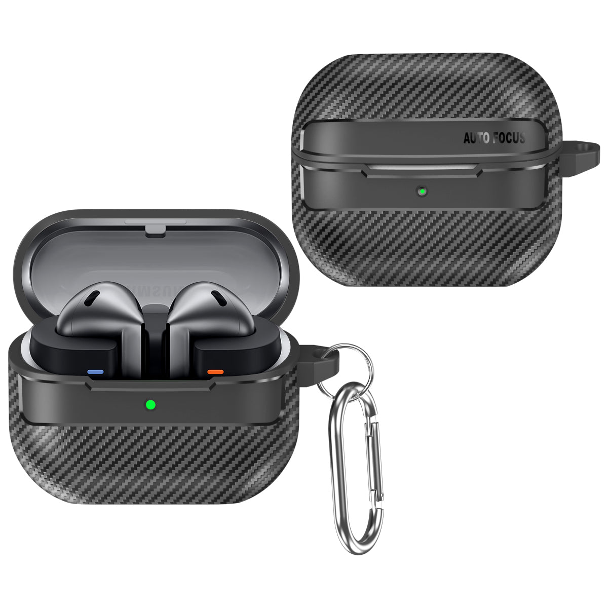 Samsung Galaxy Buds3 / Buds3Pro Carbon Firbre Case with Carabiner - Black