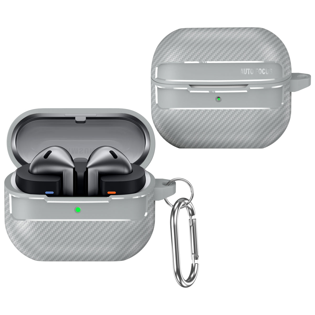 Samsung Galaxy Buds3 / Buds3Pro Carbon Firbre Case with Carabiner - Grey