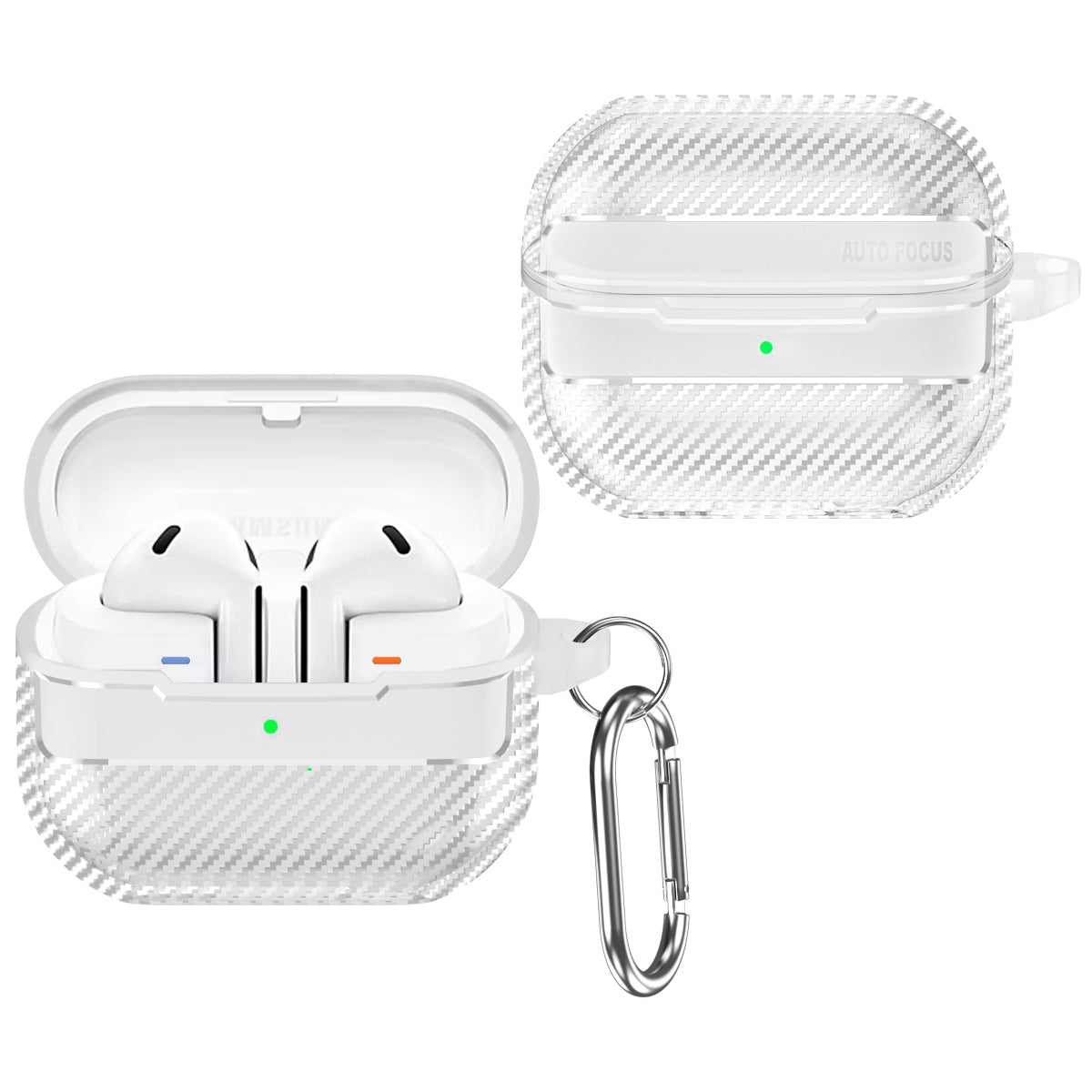 Samsung Galaxy Buds3 / Buds3Pro Carbon Firbre Case with Carabiner - Frosted Clear