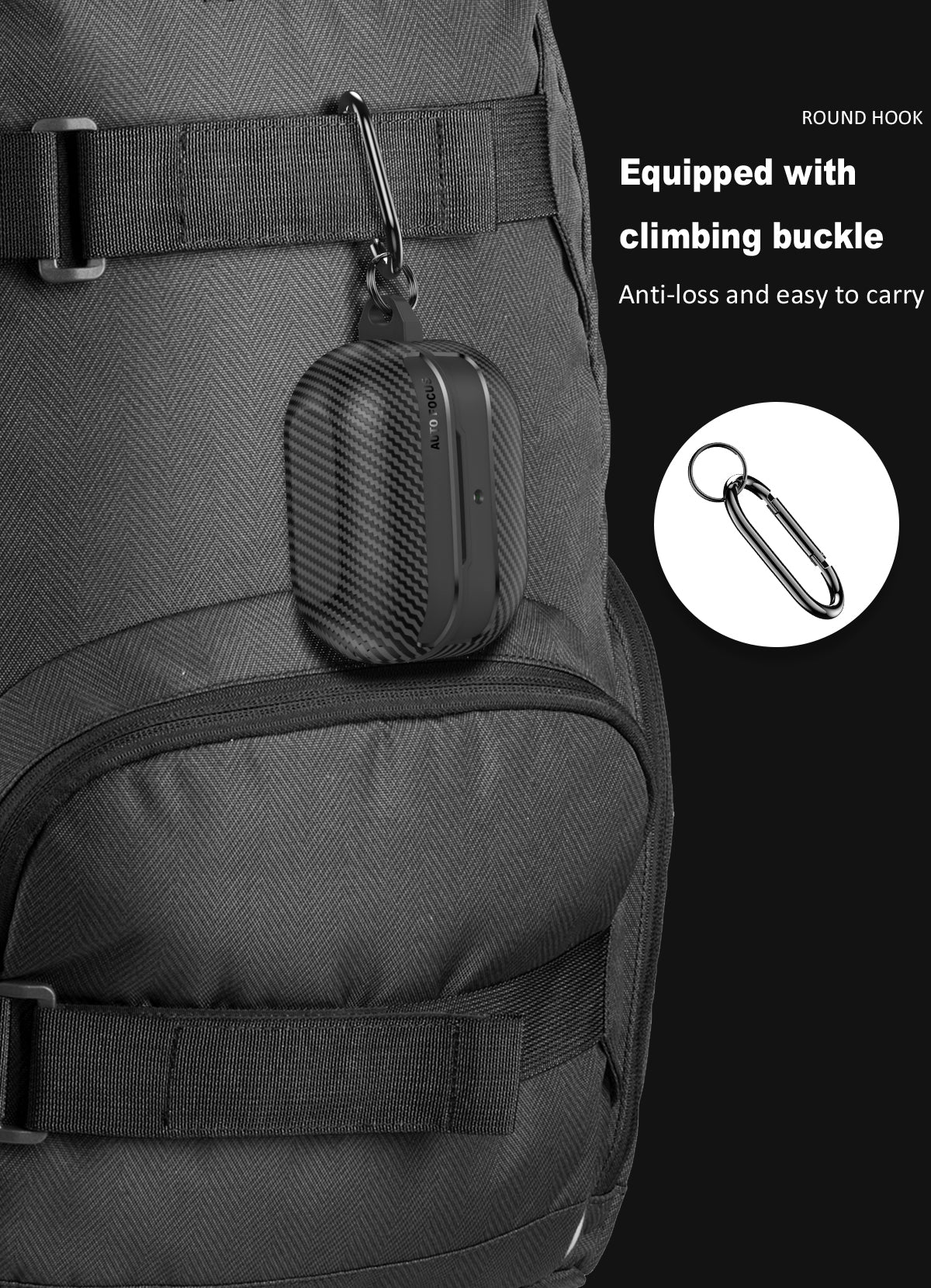 Samsung Galaxy Buds3 / Buds3Pro Carbon Firbre Case with Carabiner - Grey