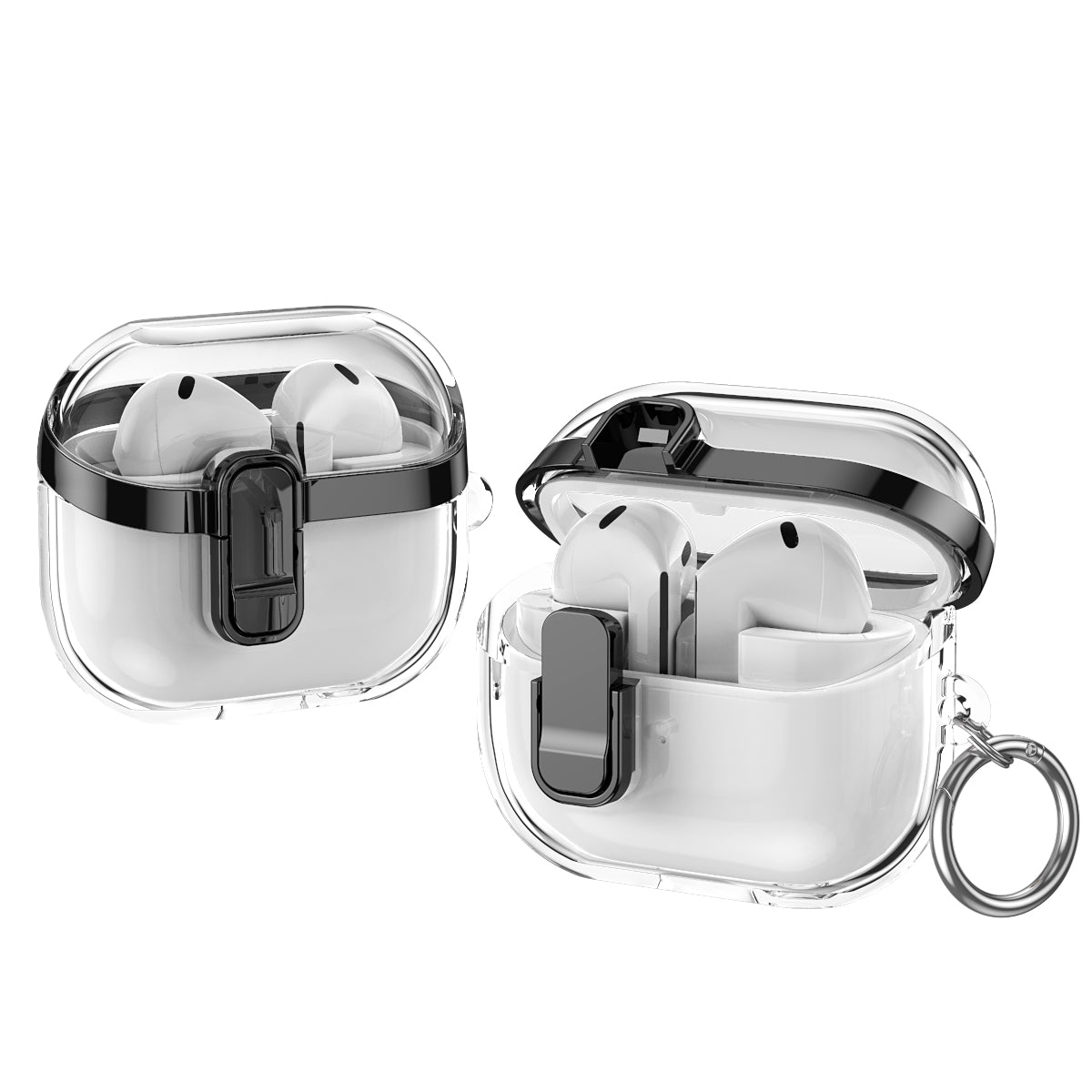 Samsung Galaxy Buds3 / Buds3Pro Clear Lock TPU Protective Case with Metal Key Ring - Black