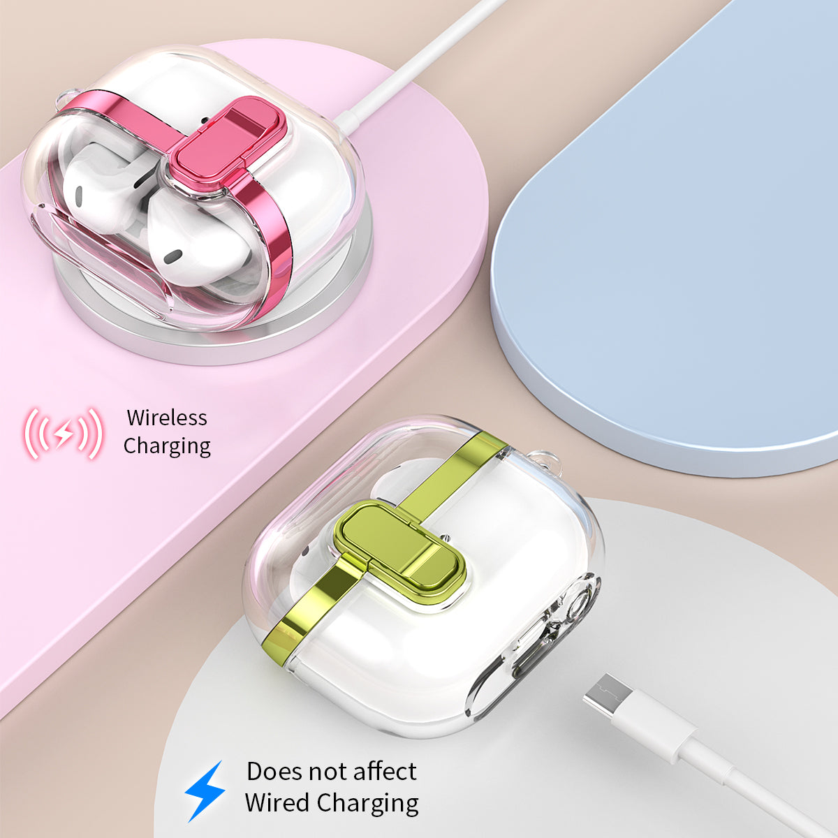 Samsung Galaxy Buds3 / Buds3Pro Clear Lock TPU Protective Case with Metal Key Ring - Black