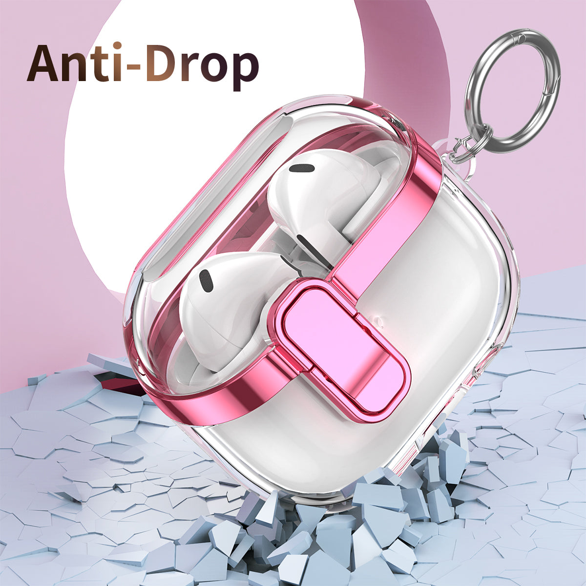 Samsung Galaxy Buds3 / Buds3Pro Clear Lock TPU Protective Case with Metal Key Ring - Gold