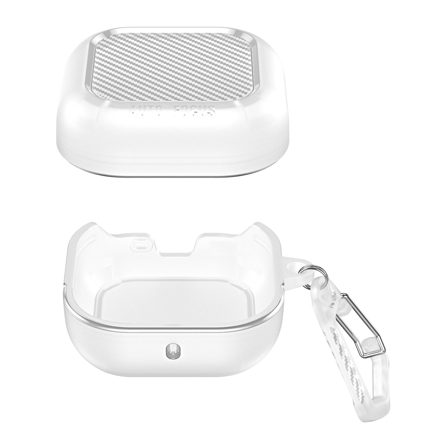 Samsung Galaxy Buds4 / Buds4Pro Carbon Firbre Case with Carabiner - Frosted Clear