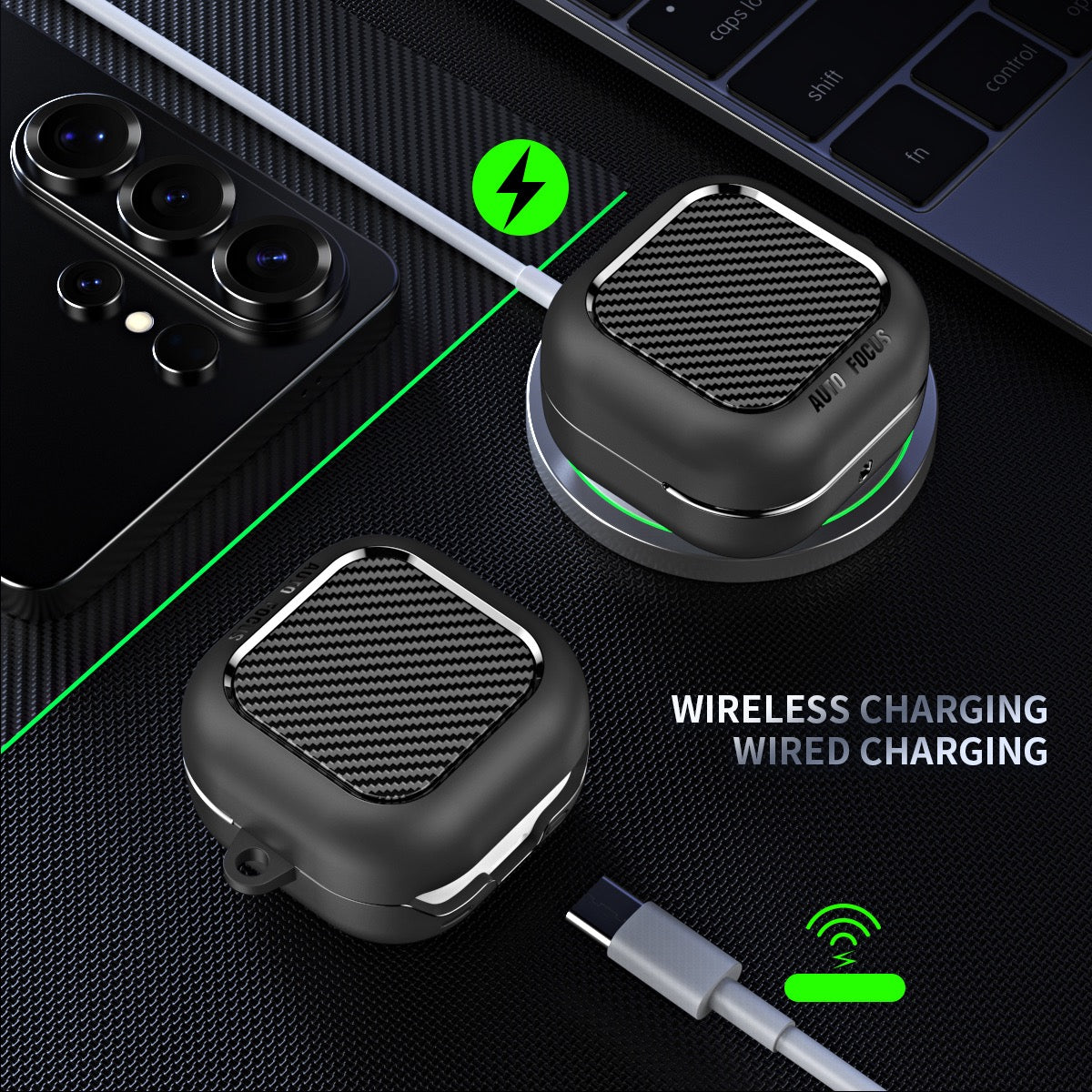 Samsung Galaxy Buds4 / Buds4Pro Carbon Firbre Case with Carabiner - Black