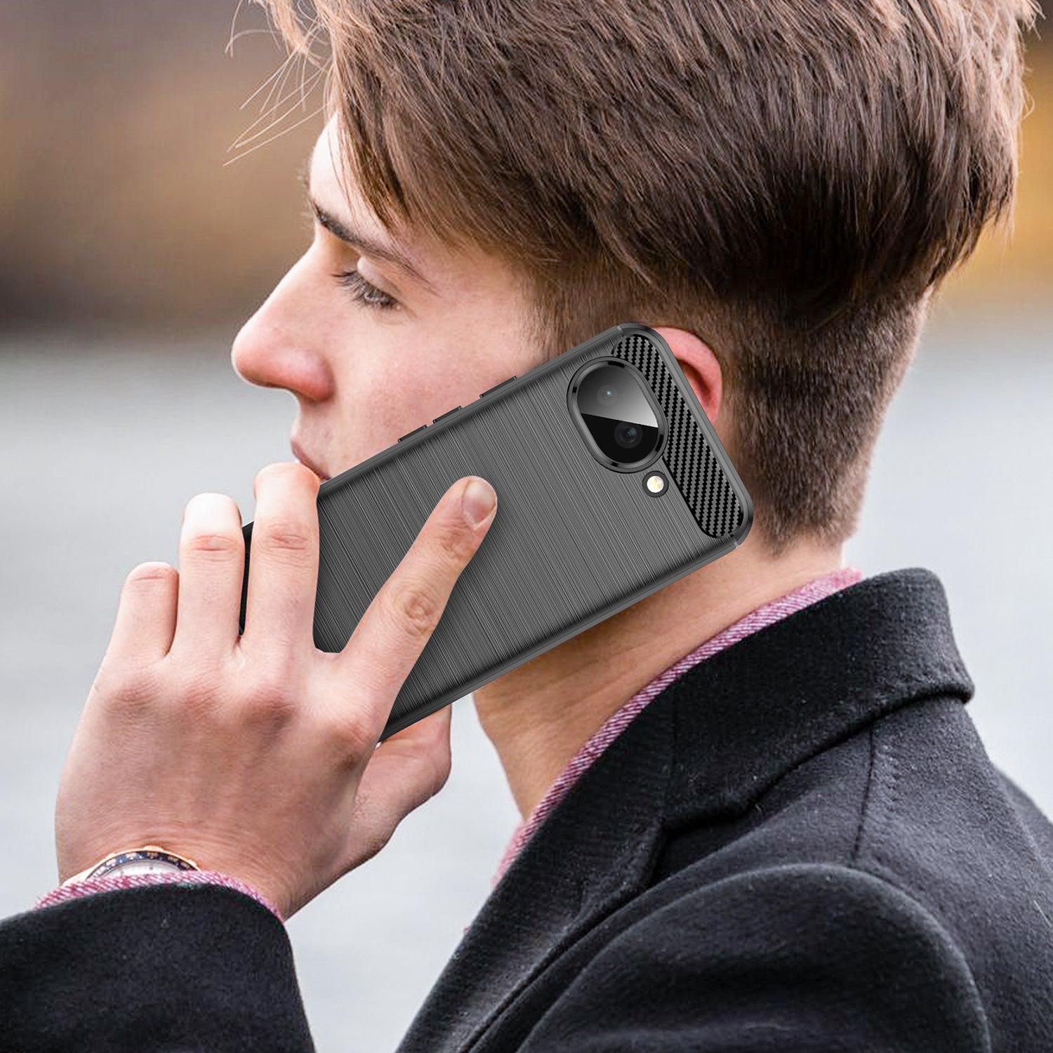 Google Pixel 10a Carbon Fibre TPU Case Slim Shockproof Cover Black