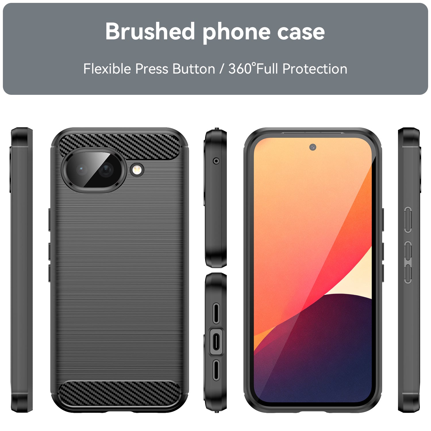 Google Pixel 10a Carbon Fibre TPU Case Slim Shockproof Cover Black