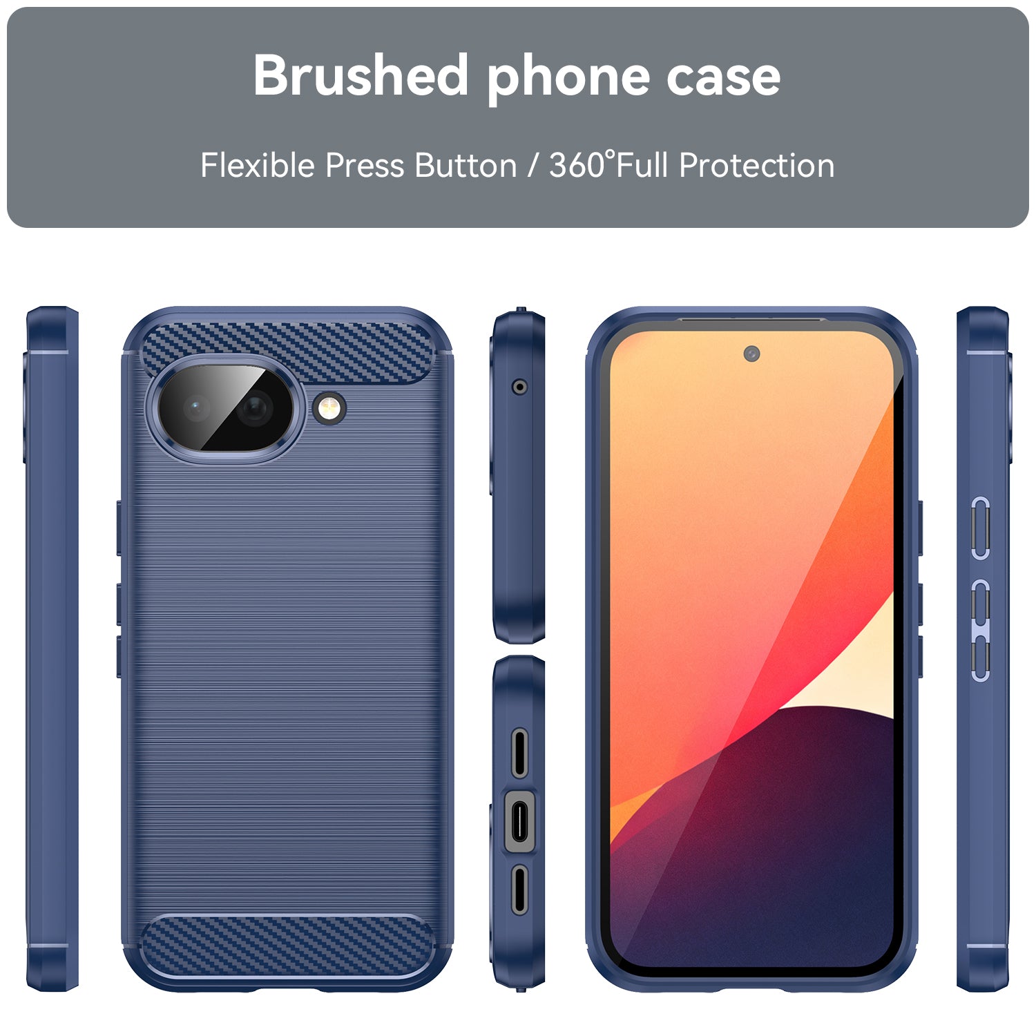 Google Pixel 10a Carbon Fibre TPU Case Slim Shockproof Cover Navy