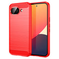 Google Pixel 10a Carbon Fibre TPU Case Slim Shockproof Cover Red - Red