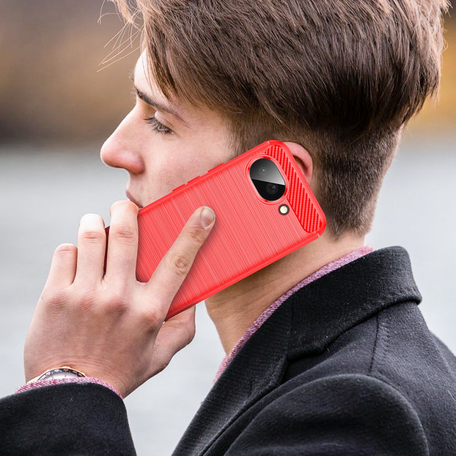 Google Pixel 10a Carbon Fibre TPU Case Slim Shockproof Cover Red