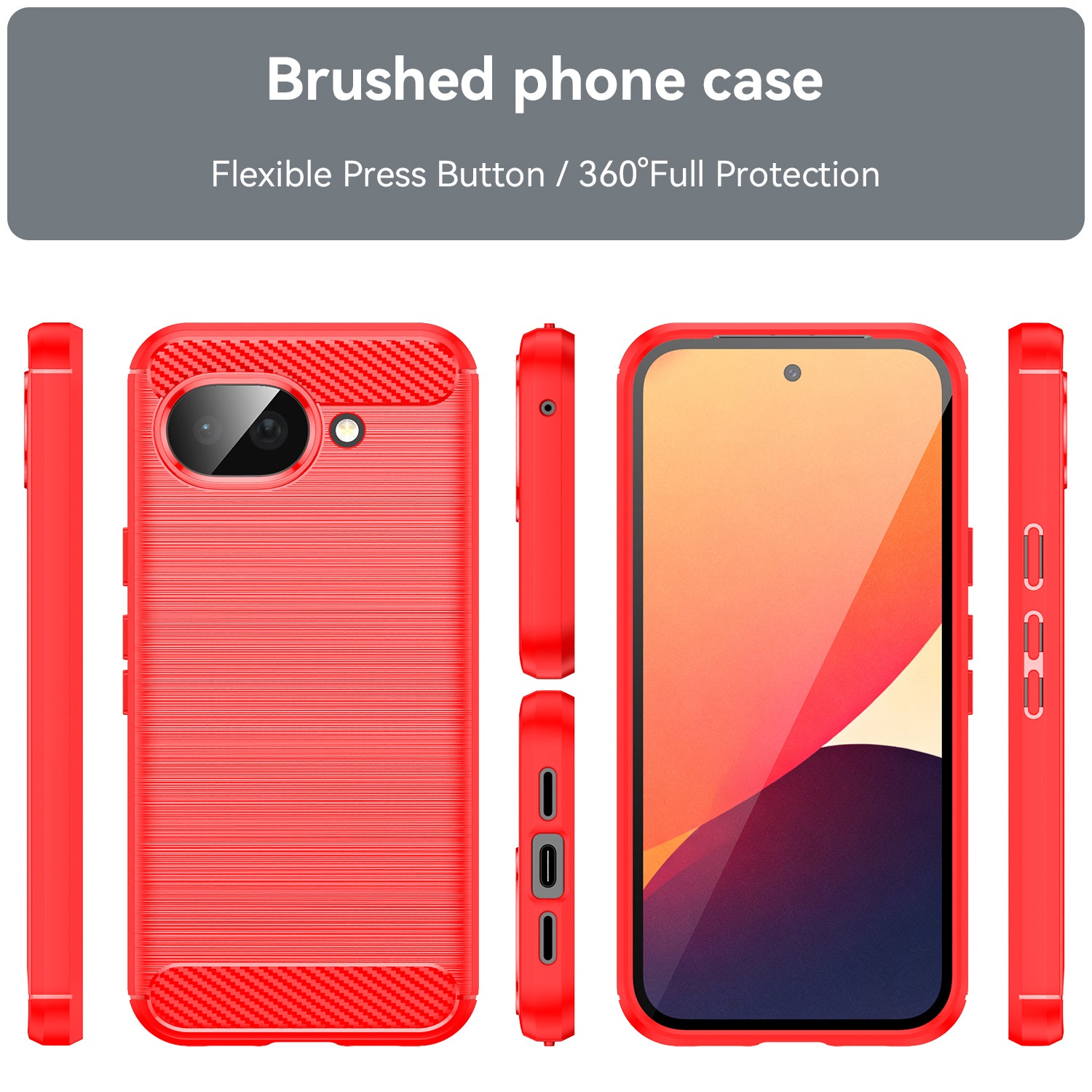 Google Pixel 10a Carbon Fibre TPU Case Slim Shockproof Cover Red