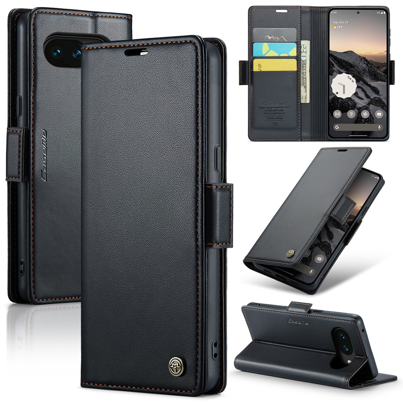 Google Pixel 10a CaseMe Retro Wallet Case [Black]