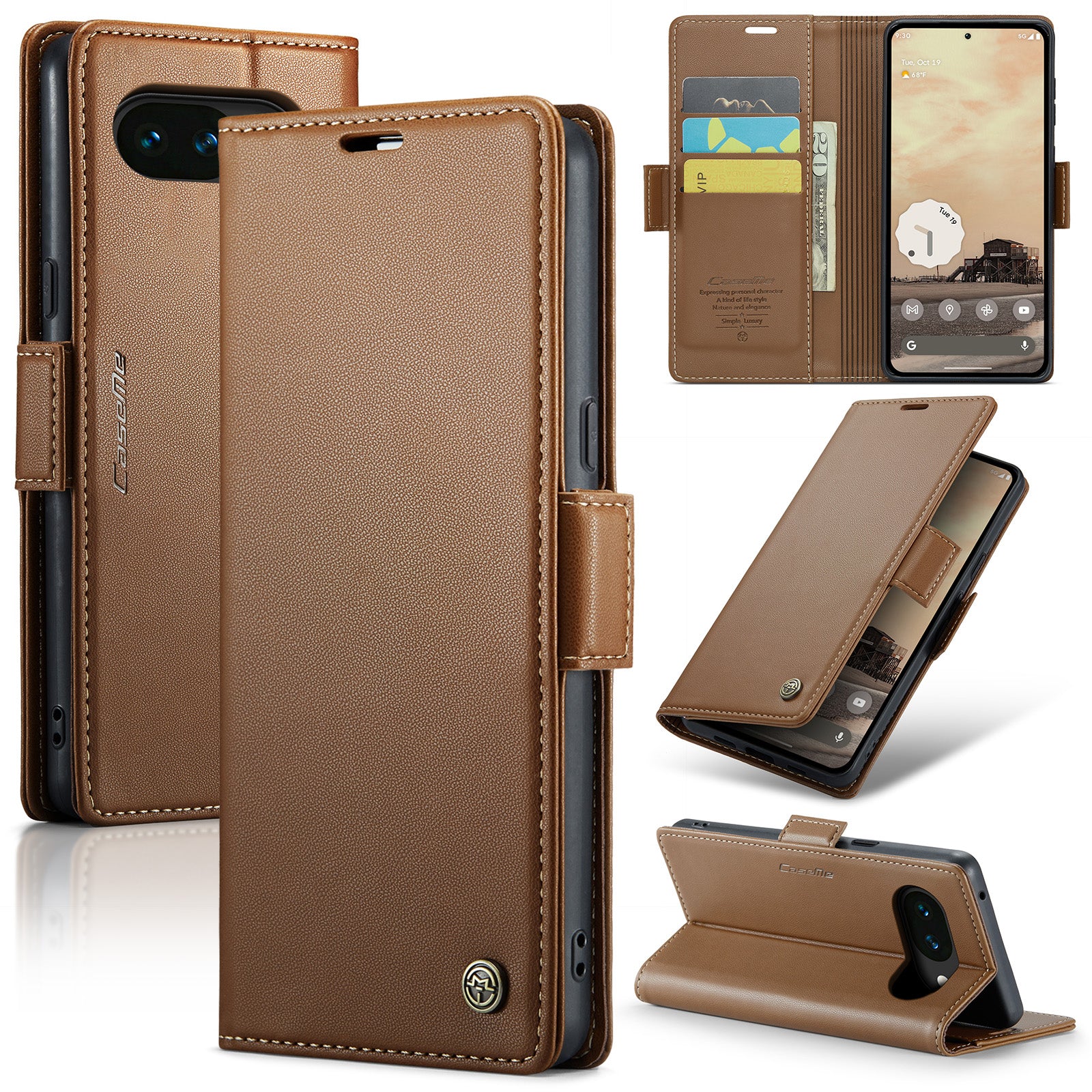 Google Pixel 10a CaseMe Retro Wallet Case [Brown]