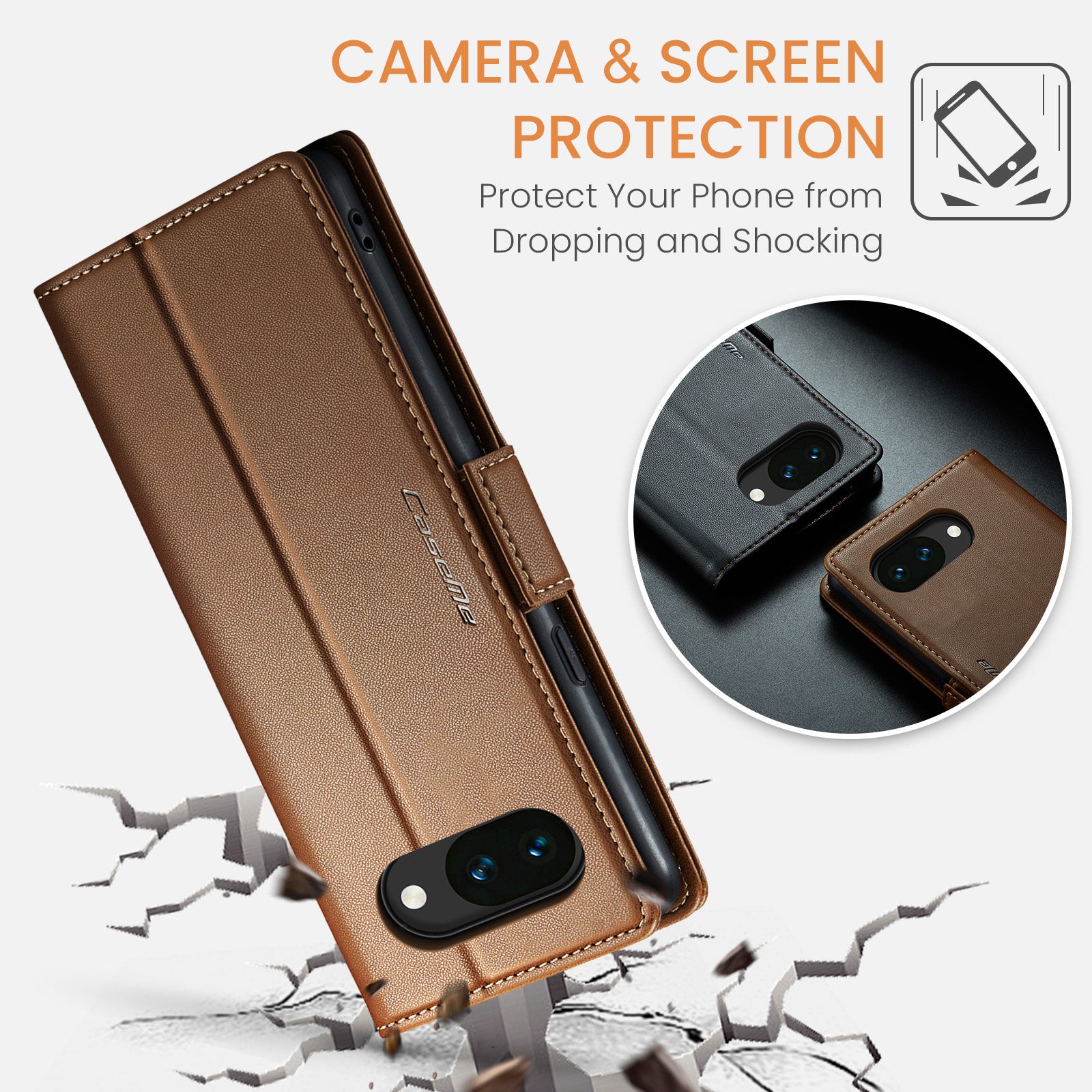 Google Pixel 10a CaseMe Retro Wallet Case [Brown]