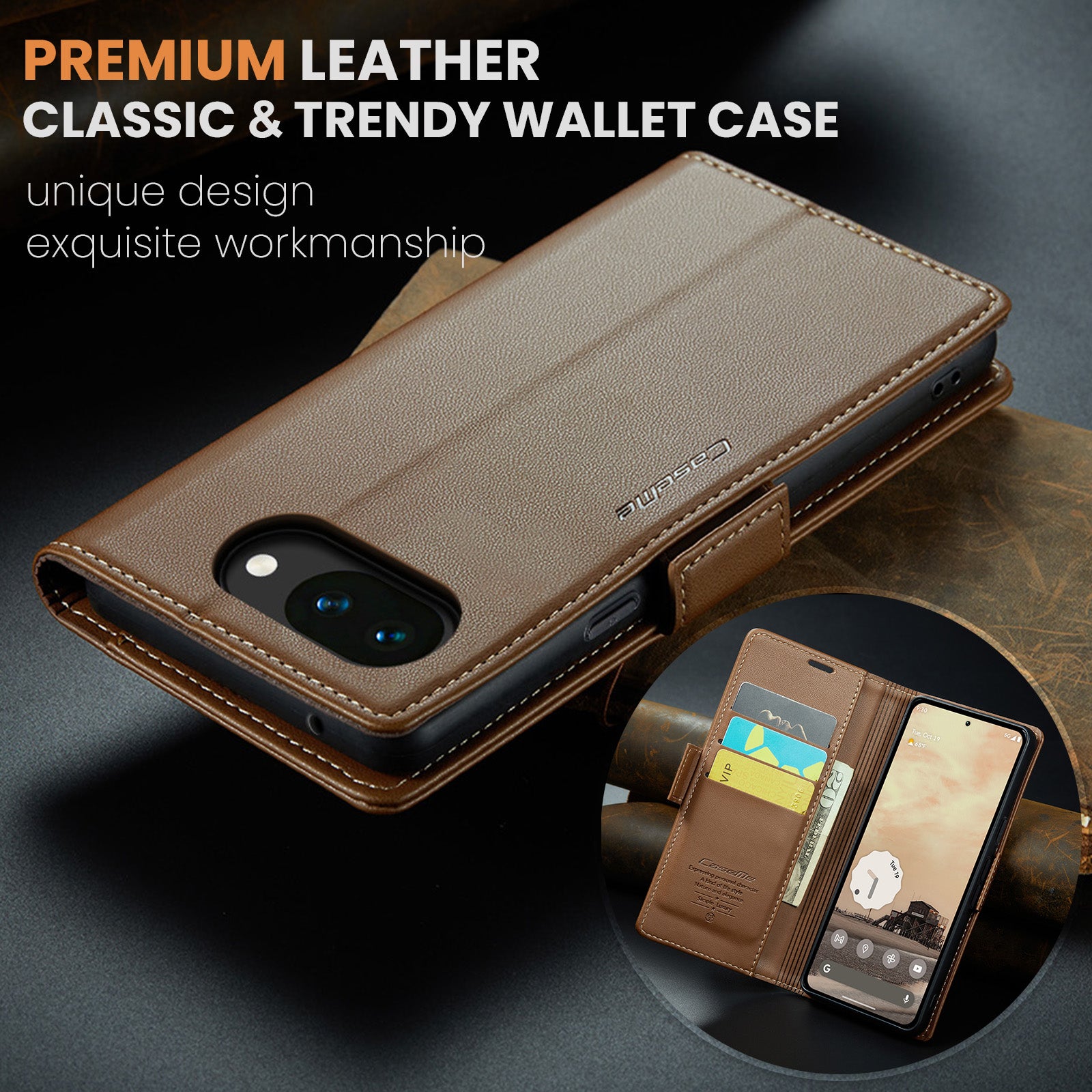 Google Pixel 10a CaseMe Retro Wallet Case [Brown]