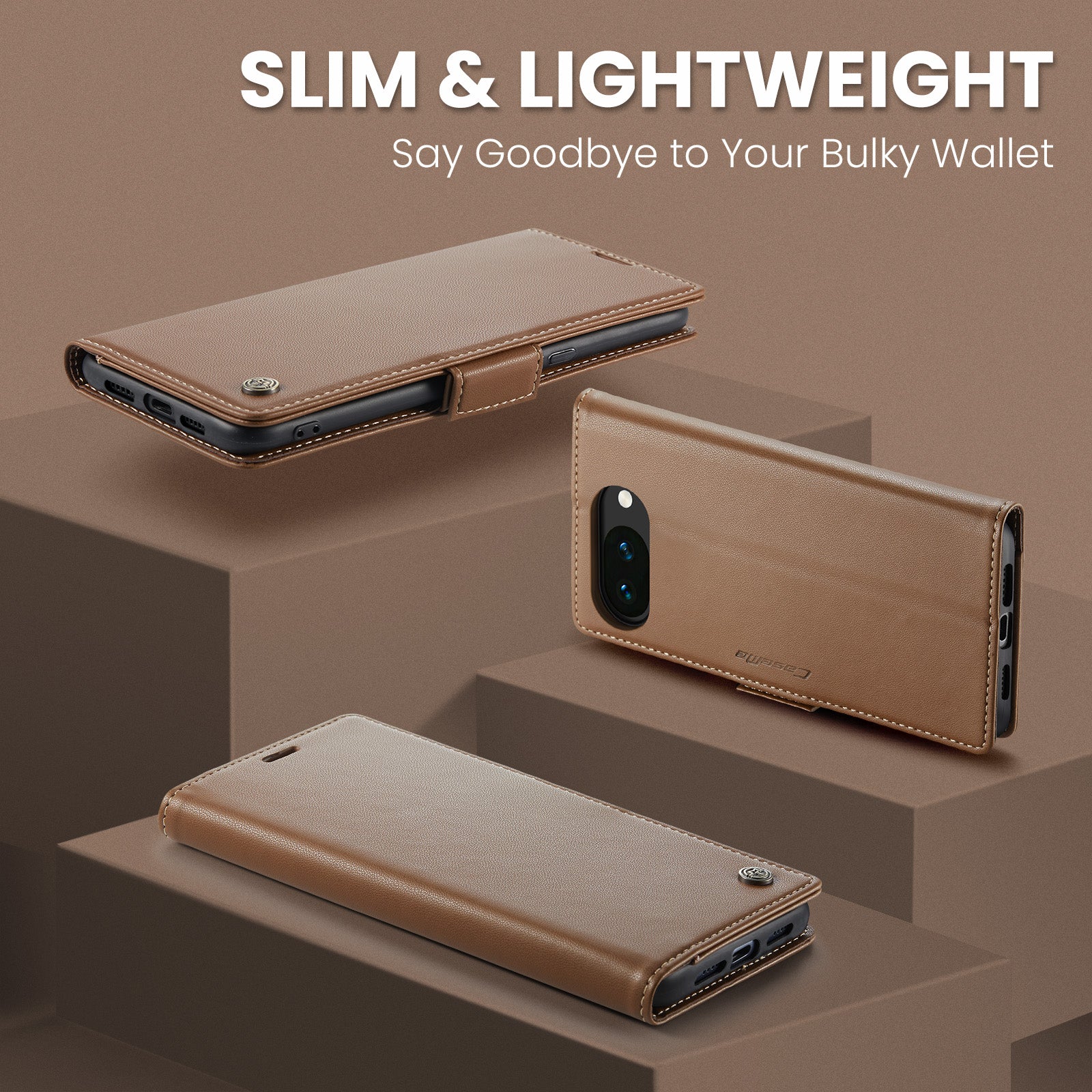 Google Pixel 10a CaseMe Retro Wallet Case [Brown]