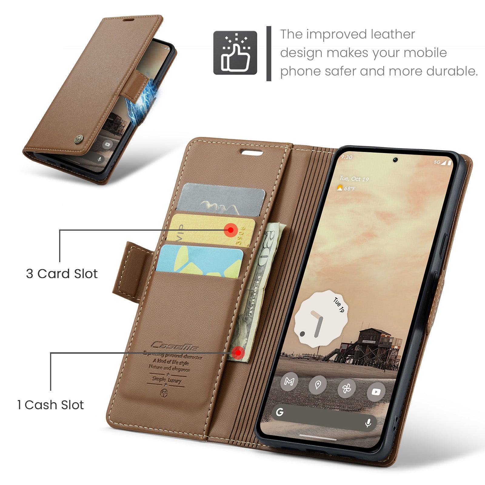Google Pixel 10a CaseMe Retro Wallet Case [Brown]