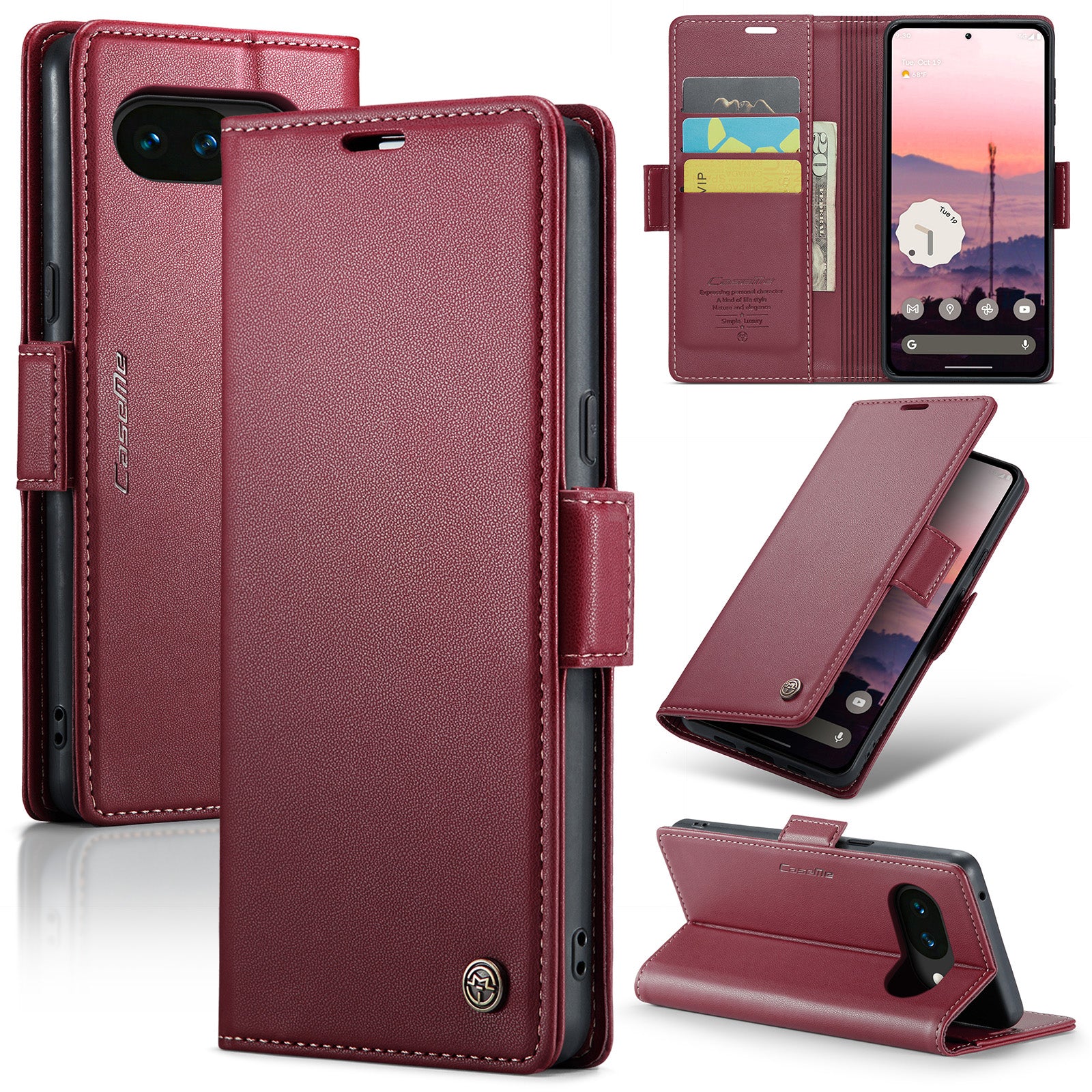 Google Pixel 10a CaseMe Retro Wallet Case [Maroon]