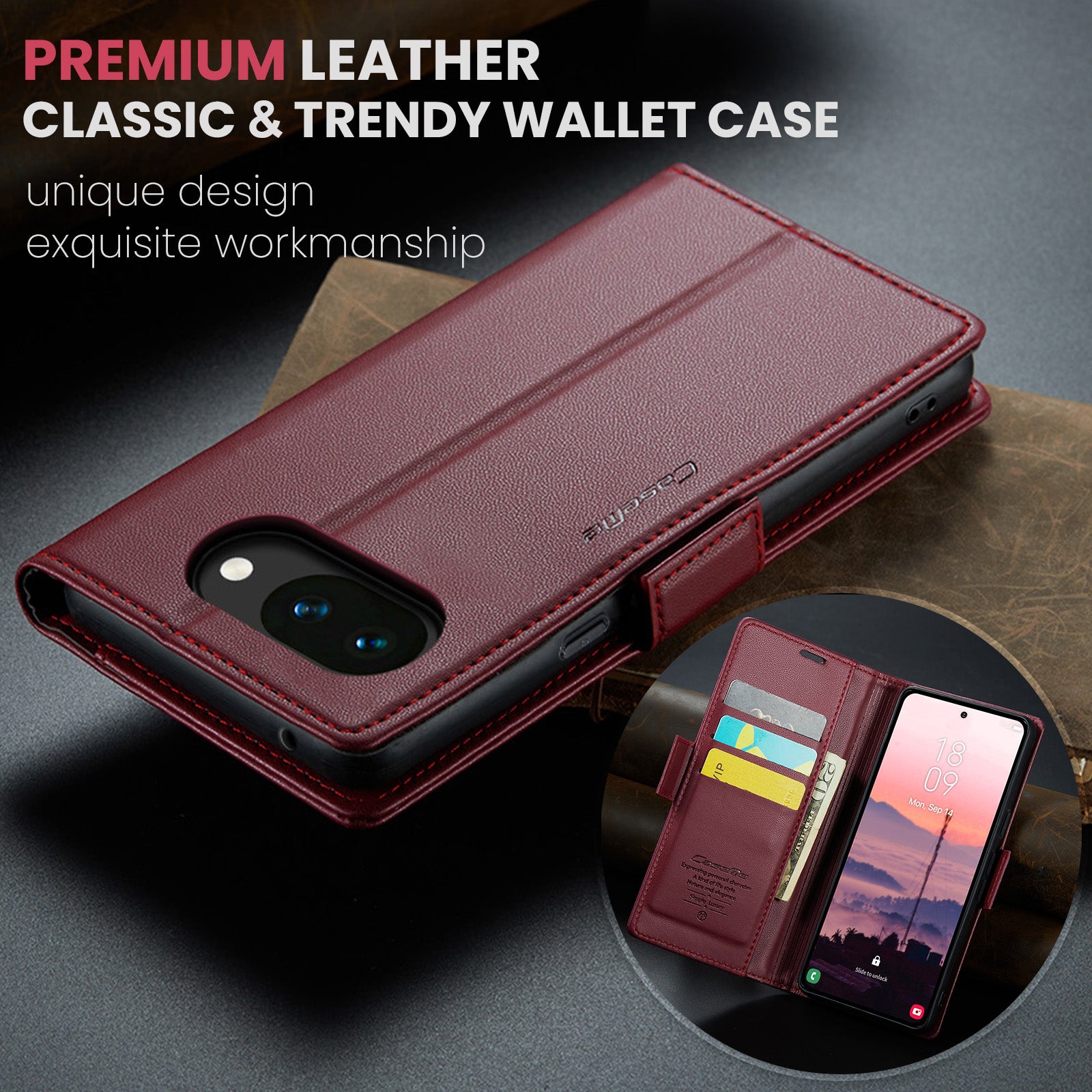Google Pixel 10a CaseMe Retro Wallet Case [Maroon]