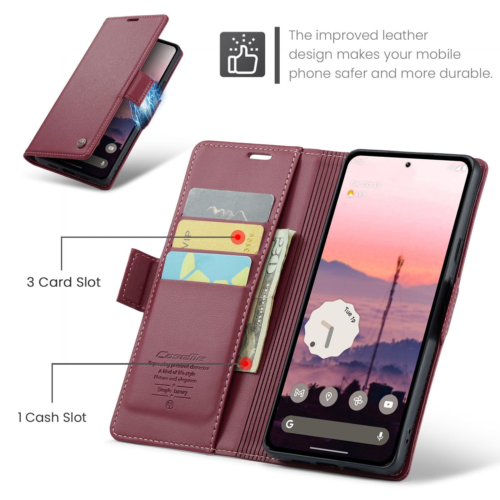 Google Pixel 10a CaseMe Retro Wallet Case [Maroon]