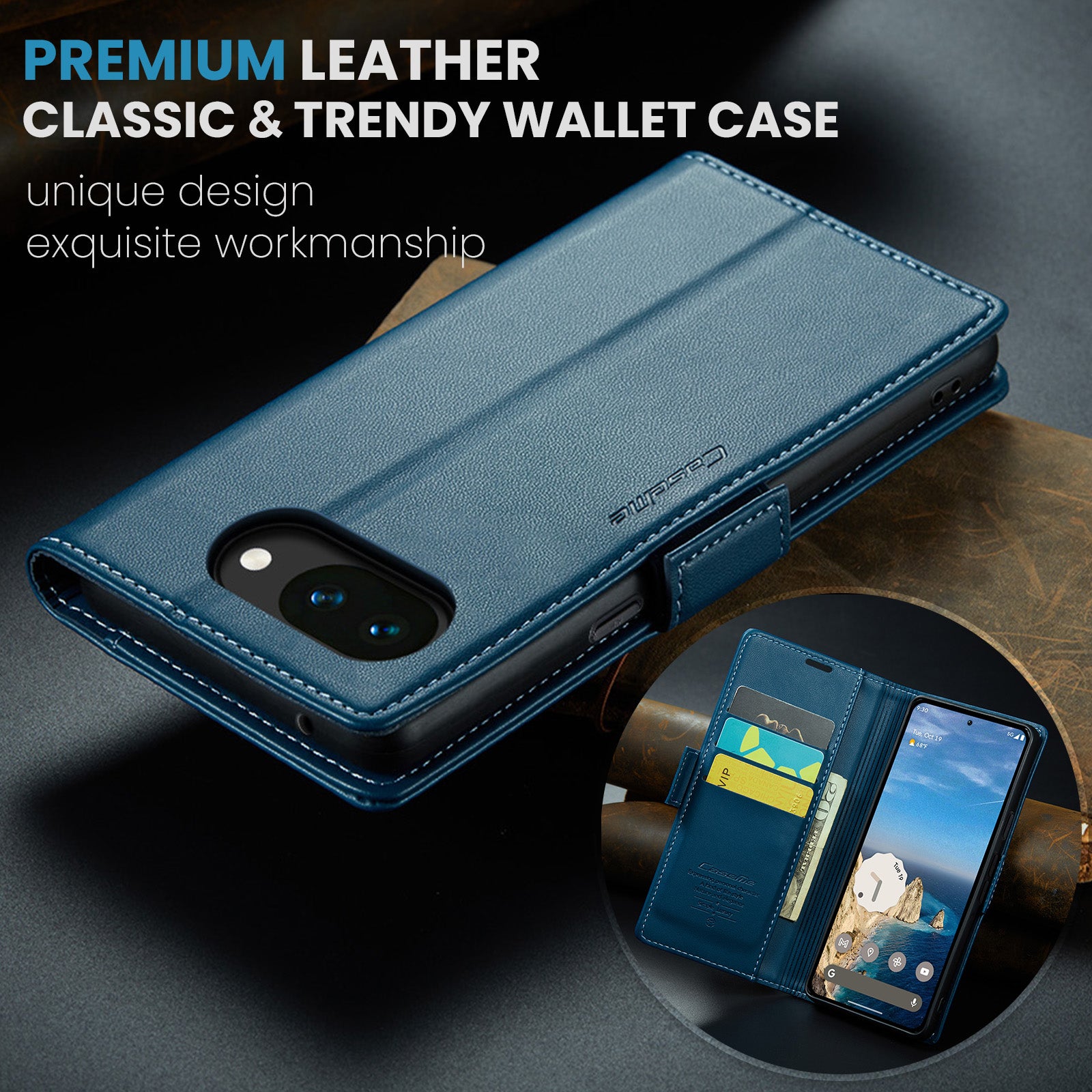 Google Pixel 10a CaseMe Retro Wallet Case [Navy]