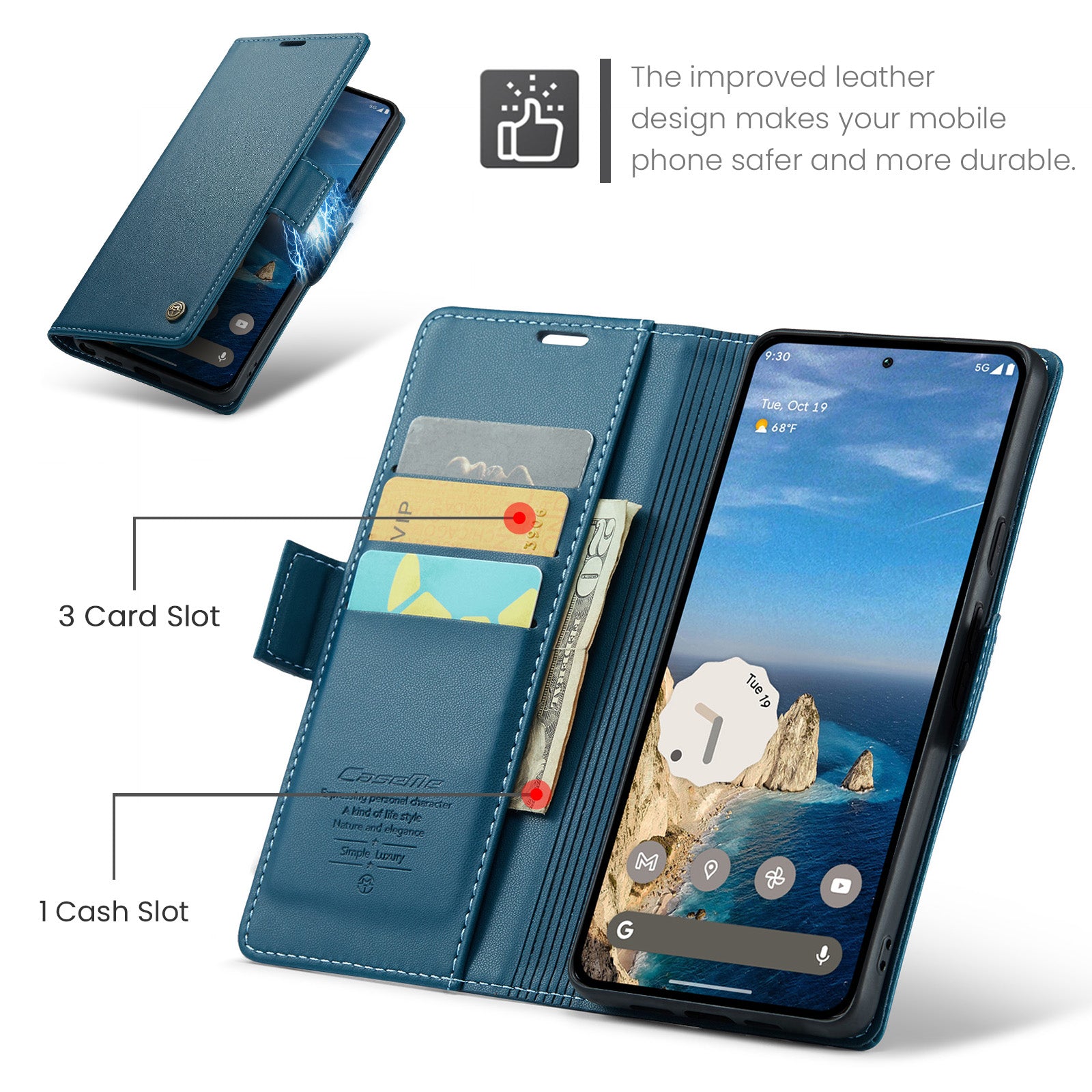 Google Pixel 10a CaseMe Retro Wallet Case [Navy]