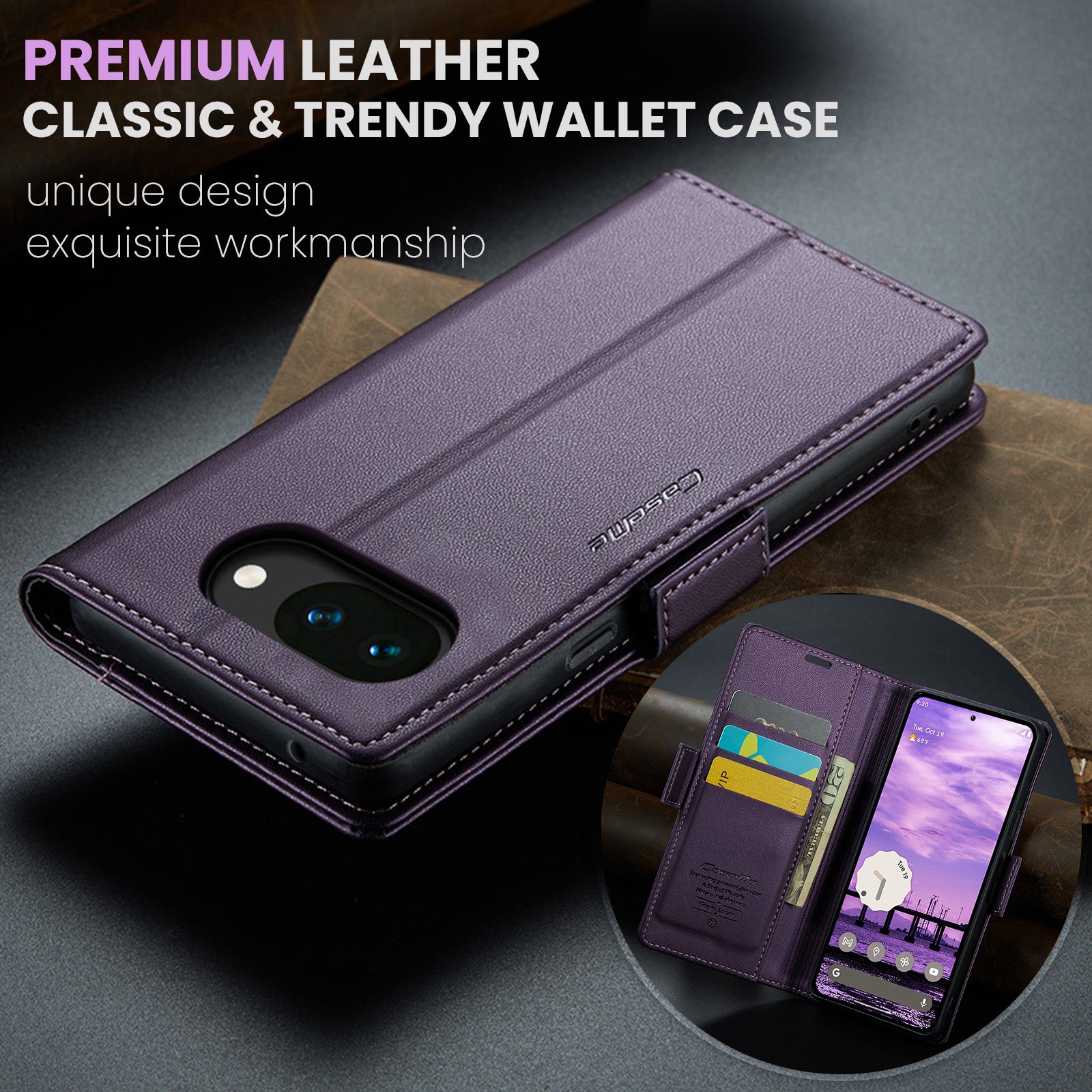 Google Pixel 10a CaseMe Retro Wallet Case [Purple]