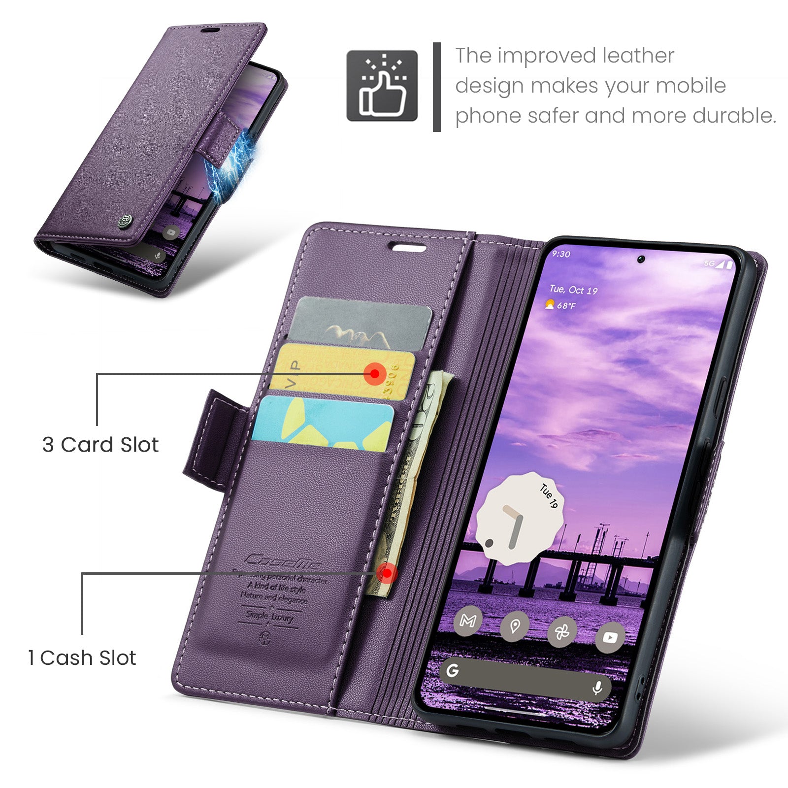 Google Pixel 10a CaseMe Retro Wallet Case [Purple]