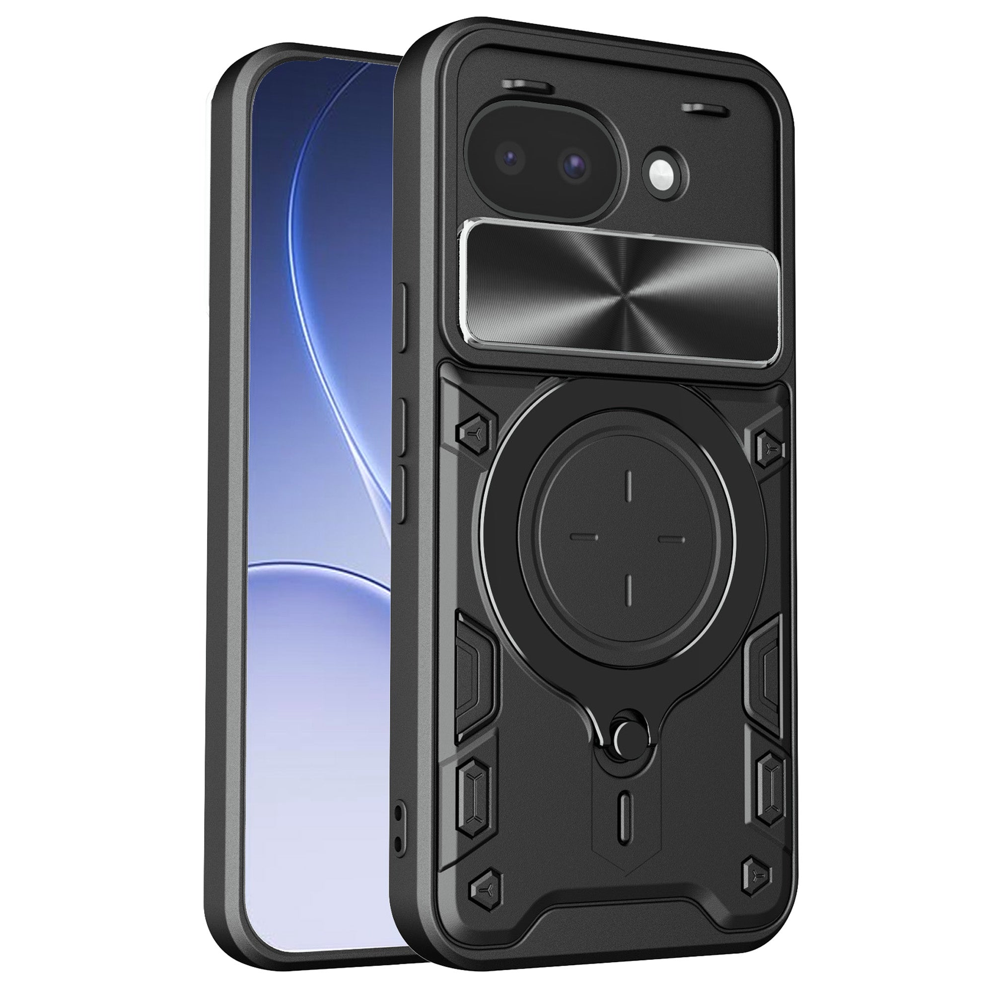 Google Pixel 10a Ring Kickstand Case w/ Camera Cover [Black]